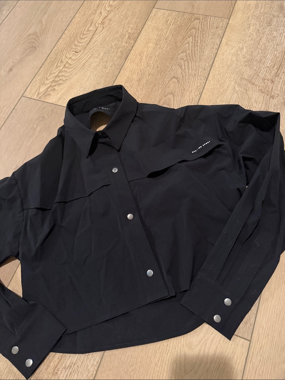 Heroine Sport Black Casual Button-Front Shirt Jacket